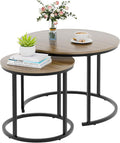 Garden 4 you Nesting Coffee Table, 23.6" Round Coffee Table Set of 2, Wooden by Garden4you