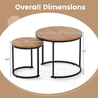 Giantex Nesting Coffee Table Set of 2, Round Stacking Side Tables w/Wooden - Image 2
