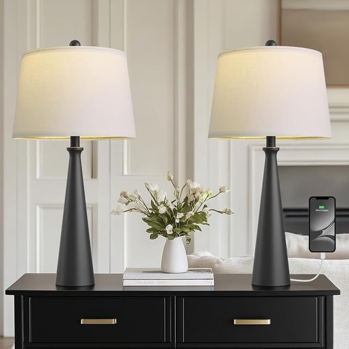 Oneach 25.75" Modern Table Lamp Set of 2, Bedside Lamps by Oneach