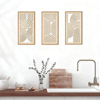 IARTTOP Boho Wooden Framed Wall Art Set of 3 Mid-century Modern Wood Wall Decor - Image 5