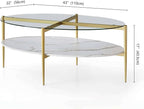 LumFurn Oval Glass Coffee Table, Mid-Century Modern Design, L43 x W22 x H17 inch - Image 2