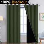 Yakamok Greyish Green 100% Blackout Curtains 96 Inches Long 52" Wide, 2 Thick - Image 3