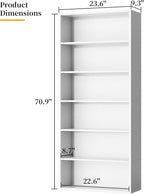 Shintenchi Bookshelf, 6-Tier Open Bookcase and Bookshelves, 6 Shelf Display - Image 3