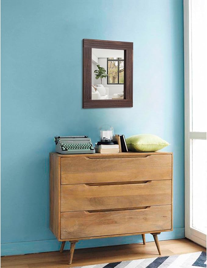 Mirrors for Wall Rustic Wooden Frame Rectangle Mirror Vintage Hanging Mirror - Image 4