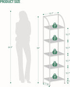 Hzuaneri Bookcase Bookshelf, Tempered Glass Arched Bookshelf - Image 2
