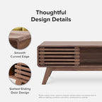 mopio Ensley Dual-Side Storage Coffee Table – Mid Century Modern Fluted Wood - Image 3