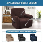 H.VERSAILTEX Velvet Stretch Recliner Couch Covers 4-Pieces Style Recliner Chair - Image 2