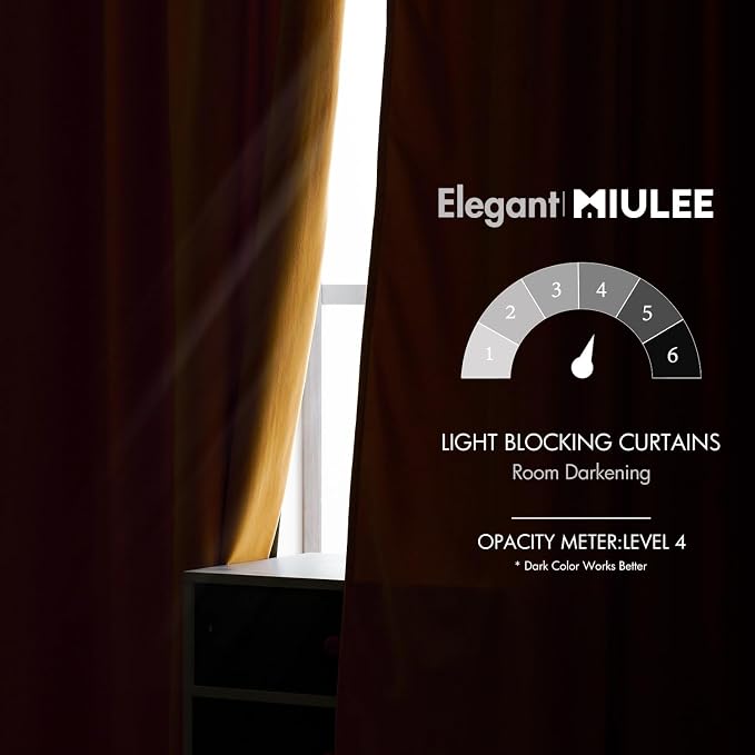 MIULEE Velvet Blackout Curtains 52x84 inches 2 Panels Mustard Yellow | Luxury - Image 5
