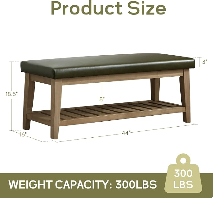 HUIMO Entryway Shoe Bench with Cushion, End of Bed Bench, Upholstered Bench - Image 2