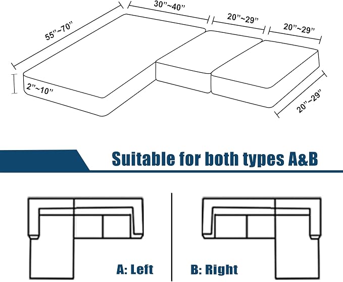 Water Repellent L Shaped Couch Covers, Sofa Seat Cushion Slipcovers, Stretch - Image 4