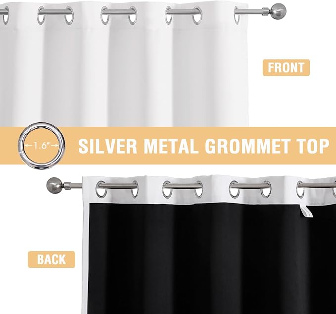 ChrisDowa White 100% Blackout Curtains - Image 3
