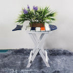 Fish-Shaped Coastal End Table, Folding Wooden Nautical Coffee Table, Rustic - Image 2