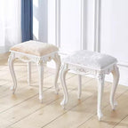 Vintage Vanity Stool, Rectangular & Round Makeup Stool, 17 Inch Sitting Height - Image 2
