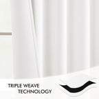 MIULEE Pure White Back Tab Blackout Curtains 52x90 Inch Long 2 Panels Set | Rod - Image 7