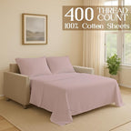 Sleeper Sofa Bed Sheet, 100% Cotton 400 Thread Count, 4 Piece Set, Deep Pocket - Image 2