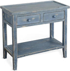 Sunny Designs Marina Ocean Blue Wood Side Table by Sunny+Designs