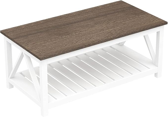 ChooChoo Farmhouse Coffee Table, Rustic Vintage Living Room Table - Image 8