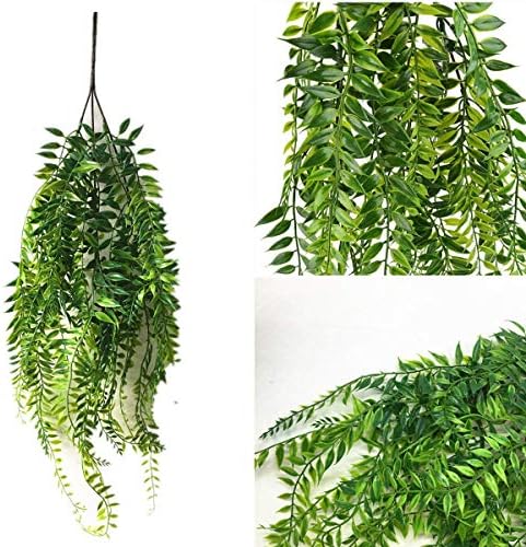 Artificial Hanging Vine, Weeping Willow Plastic Plants Greenery Leaves Fake Plant Faux Ivy Garland UV Resistant for Indoor Outdoor Garden Door Wall Baskets Wedding Party Table Decor Decoration - 6 Pcs - Image 2