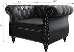 3 Piece Living Room Set, Chesterfield Leather Sofa Loveseat Couch Chair - Image 8