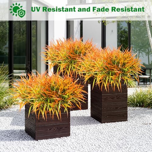 Uieke 12PCS Artificial Grass Plants Outdoor Fake Grass Stems, Autumn Orange - Image 5