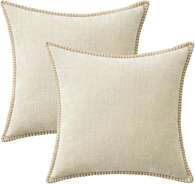 MIULEE Decorative Couch Throw Pillow Covers 20x20 Inch Cream White 2 Pack | - Image 8