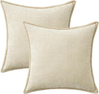 MIULEE Decorative Couch Throw Pillow Covers 20x20 Inch Cream White 2 Pack | - Image 8