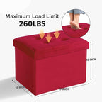 LINMAGCO Storage Ottoman Folding Foot Stool Velvet Foot Rest - Image 2
