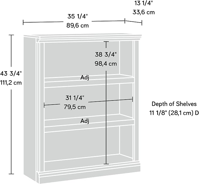 Sauder 3 Tier Book Shelf Wooden Bookcase Multipurpose Bookshelf - Image 3