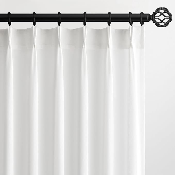 Topfinel White Pinch Pleat Linen Curtains by Topfinel