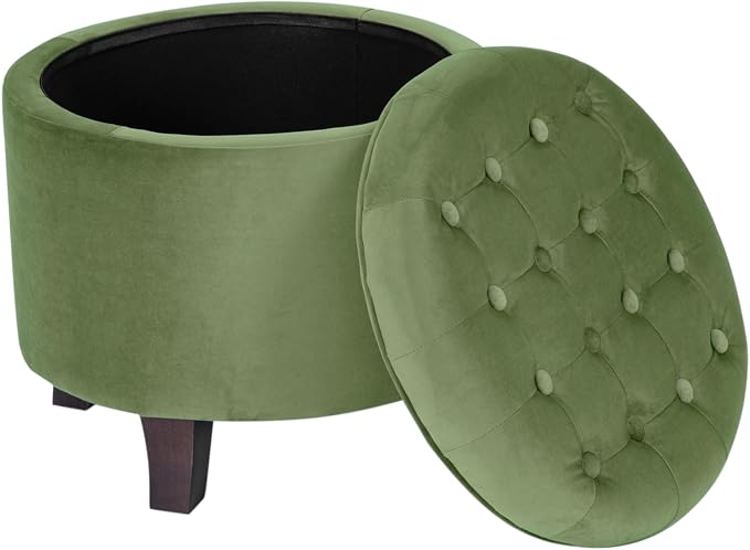 HomePop by Kinfine Fabric Upholstered Round Storage Ottoman - Image 5