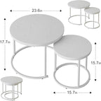 Garden 4 you Nesting Coffee Table, 23.6" Round Coffee Table Set of 2, Wooden - Image 2