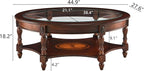 Traditional Solid Wood Oval Coffee Table, Elegant Center Table - Image 3
