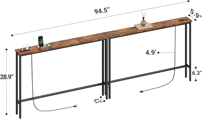 ELYKEN 94.5" Narrow Console Sofa Table - Image 3