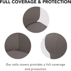 PureFit Stretch Couch Covers for Sofa 4 Seater Slipcovers Taupe | 1-Piece Sofa - Image 3