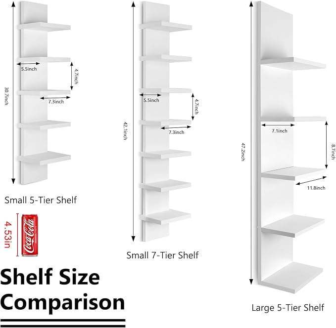 Homaterial Small 7 Tier Vertical Wall Shelf - Image 3