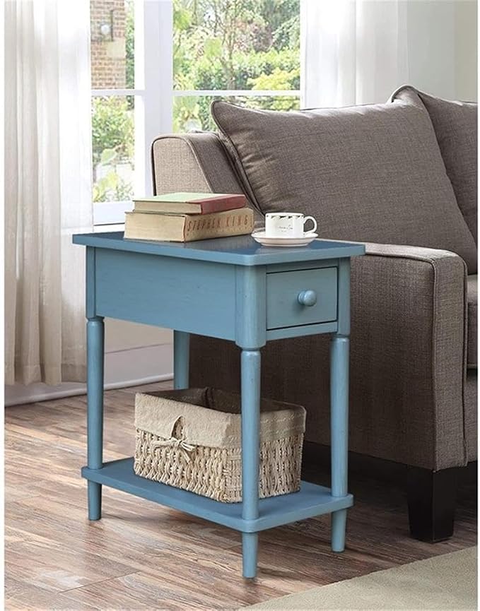 IC INTERNATIONAL CONCEPTS Solid Wood Narrow Side Table in Ocean Blue Antique - Image 2