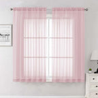 Blush Pink Sheer Curtains 63 Inch Length 2 Panels Set, Rod Pockets Voile by Lecloud