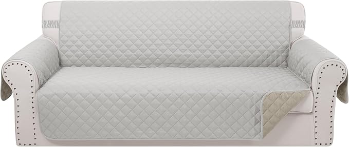 Reversible Couch Cover for 3 Cushion, Light Grey/Beige | Couch Cover for Sofa by LuxshareHome