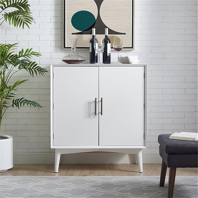Home Square 2 Door Wood Bar Cabinet Set in White - Image 7