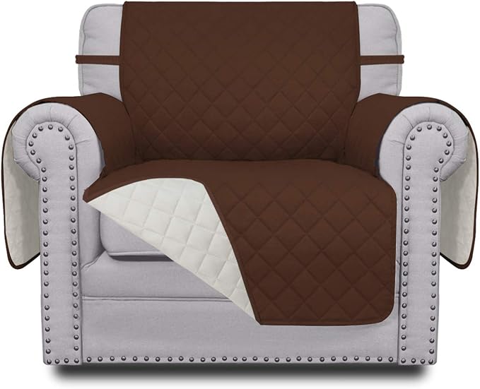 Easy-Going Reversible Couch Cover, Small Chair, Coffee/Ivory | Machine Washable by Easy-Going
