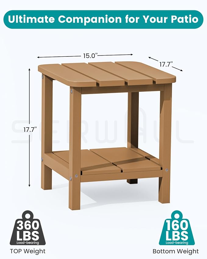 SERWALL Double Adirondack Side Table Rectangular End Table Set of 4 - Image 2