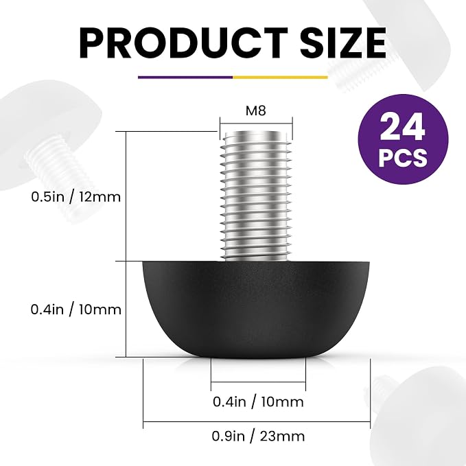 M8 Adjustable Furniture Leg, 304 Stainless Steel Furniture Feet, 8mm x 1.25 - Image 3