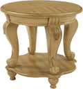 Round End Table for Living Room, Solid Wood Sofa Side Table by FGXJY