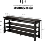 AQIMUELE Shoe Bench with Leather Cushion, 3 Tiers Shoe Storage Bench Height - Image 2