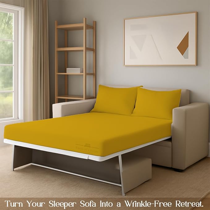 Sleeper Sofa Bed Sheet, 100% Cotton 400 Thread Count, 4 Piece Set, Deep Pocket - Image 8