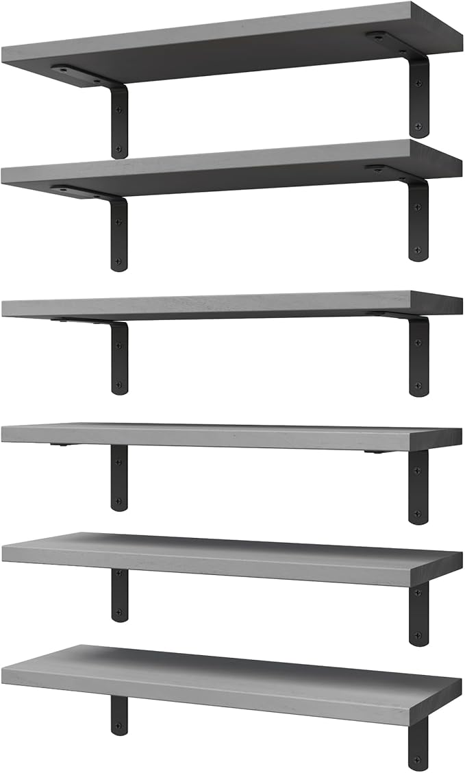WOPITUES Wood Floating Shelves Set of 6, Shelves by WOPITUESOfficial