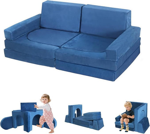 10 Pcs Modular Kids Play Sofa – Versatile Convertible Foam Cushion That Doubles by FURNAWAY