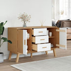 White and Brown Solid Pine Wood Sideboard - Image 4