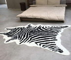 Zebra Print Rug Faux Animal Cowhide Skin Area Rug Leather Carpet Mat Small Size - Image 3
