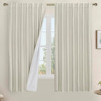 63 Inch 100% Blackout Linen Curtains by LAMIT